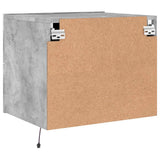 Wall-mounted Bedside Cabinet with LED Lights Concrete Gery 836818