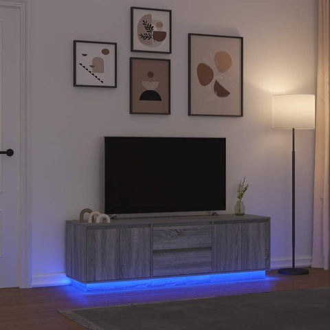 TV Cabinet with LED Lights Grey Sonoma 160.5x41x50 cm 3328431