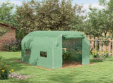 Walk-In Garden Polytunnel Greenhouse with Steel Frame, PE Cover, Roll-Up Door and 4 Windows, 2.5 x T3398P325093