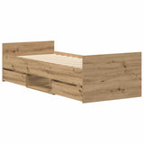 Bed Frame Artisan Oak Engineered Wood, Solid Pinewood Single 3328809