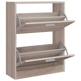 Oak Look Wooden Shoe Cabinet with 2 Compartments 241243