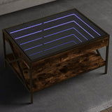 Coffee Table with Infinity LED Smoked Oak 70x50x38 cm 847704