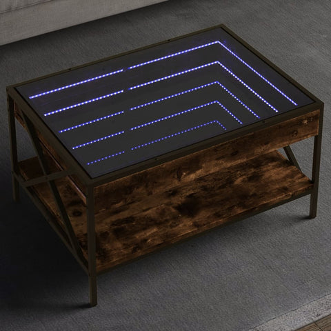 ZNTS Coffee Table with Infinity LED Smoked Oak 70x50x38 cm 847704