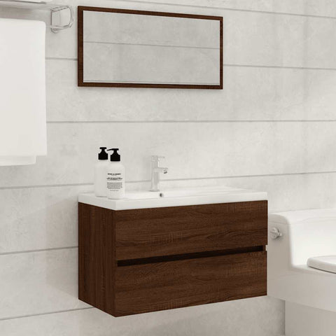 ZNTS 2 Piece Bathroom Furniture Set Brown Oak Engineered Wood 815740