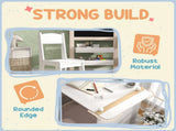 3 in 1 Kids Table and Chair Set with Storage,board, Blackboard & Roll Paper for 3-8 Years, T3398P422131