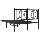 Metal Bed Frame without Mattress with Headboard Black 120x200cm 376126