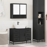 ZNTS 2 Piece Bathroom Furniture Set Black Engineered Wood 3300930