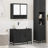 ZNTS 2 Piece Bathroom Furniture Set Black Engineered Wood 3300930