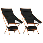 ZNTS Foldable Camping Chairs 2 pcs Black Oxford Fabric and Aluminium 366545