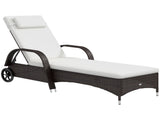 Brown Rattan Sun Lounger w/ Adjustable Steel Frame,200Lx73Wx56-103H cm T3398P318556