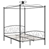 Canopy Bed Frame without Mattress Black Metal 140x200 cm 284477