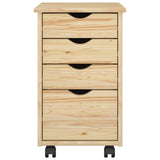 Rolling Cabinet Brown 34 x 39 x 56 cm Solid Pine Wood 42032388