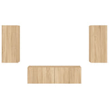 3 Piece TV Wall Cabinets with LED Lights Sonoma Oak 3216869