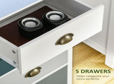 Slim Storage Cabinet Organiser, Chest of Drawers, 5-Drawer Dresser with Metal Handle for Living T3398P329452