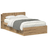 Bed Frame with Storage Artisan Oak 120 x 190 cm Engineered Wood 3433351