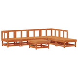 Garden Lounge Set 7 pcs Wax Brown Solid Pine Wood 3418107