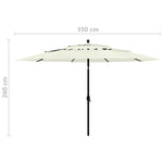 ZNTS 3-Tier Garden Parasol with Aluminium Pole Sand 3.5 m 313876