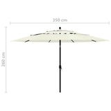 3-Tier Garden Parasol with Aluminium Pole Sand 3.5 m 313876