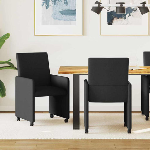 Dining Chairs with Wheel 2 pcs Black 57 x 66 x 94 cm Fabric 42017809