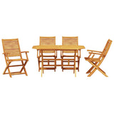 Garden Dining Set Folding 5 pcs Brown Solid Acacia Wood 3375712
