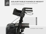 Folding Rollator Walker with Padded Seat, Backrest, Lightweight Walking Frame with Storage Bag, Dual T3398P343467