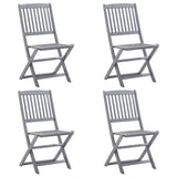 Outdoor Chair Set of 4 Grey Solid Acacia wood Medium Foldable 46336