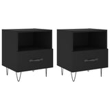 ZNTS Bedside Cabinets 2 pcs Black 40x35x47.5 cm Engineered Wood 827423