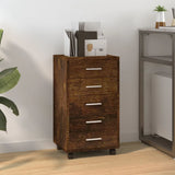 ZNTS Drawer Cabinet with Castors Smoked Oak Engineered Wood 342674