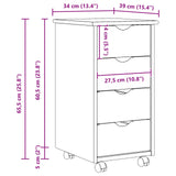 Rolling Cabinet Honey Brown 34 x 39 x 65.5 cm Solid Pine Wood 42028344