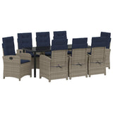 Garden Dining Set with Cushion 9 pcs Grey Poly Rattan 3380357