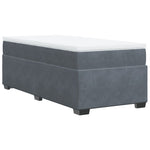 ZNTS Box Spring Bed with Mattress Dark Grey 90x200 cm Velvet 3285258