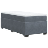 ZNTS Box Spring Bed with Mattress Dark Grey 90x200 cm Velvet 3285258