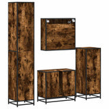 4 Piece Bathroom Furniture Set Smoked Oak Engineered Wood 3301227