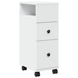 Narrow Bathroom Cabinet with Wheels White Engineered Wood 855232