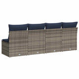 Garden Sofa with Cushion Grey 220 x 62 x 69 cm Poly Rattan 366151