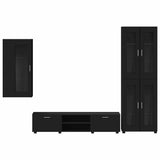 TV Cabinet Set with Drawer FLORIN 3 pcs Black Engineered Wood 3397945