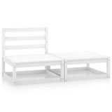 ZNTS 2 Piece Garden Lounge Set White Solid Pinewood 805696