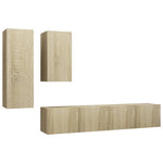 ZNTS 4 Piece TV Cabinet Set Sonoma Oak Engineered Wood 3079047