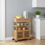 Kitchen Trolley with Wheels Natural 59.5 x 36 x 82 cm Bamboo 42028295