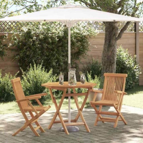 Garden Dining Set 3 pcs Brown Solid teak wood 3385965