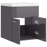 Sink Cabinet with Built-in Basin High Gloss Grey Engineered Wood 3070819