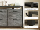 Shoe Storage Cabinet with 4 Flip Drawers and Open Shelf - Cement Grey T3398P377994