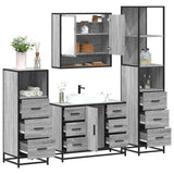 ZNTS 4 Piece Bathroom Furniture Set Grey Sonoma Engineered Wood 3301293