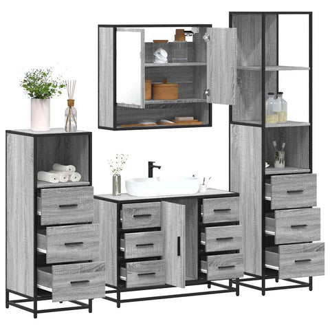 4 Piece Bathroom Furniture Set Grey Sonoma Engineered Wood 3301293