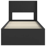 Bed Frame with Storage and Headboard Black 90 x 200 cm 3414252