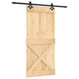 Sliding Door Natural and Black 95 x 210 cm Solid Pine Wood 3445077