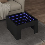 ZNTS Coffee Table with Infinity LED Black 50x50x30 cm 847603