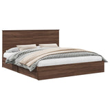 Storage Bed with Drawer Brown Oak 200 x 200 cm Engineered Wood 3409523