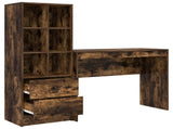 Desk with Drawer with Shelf with Storage 2 pcs Smoked Oak 3337333
