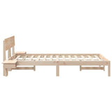Bed Frame with Headboard Brown 135 x 190 cm Solid Pine Wood 873454